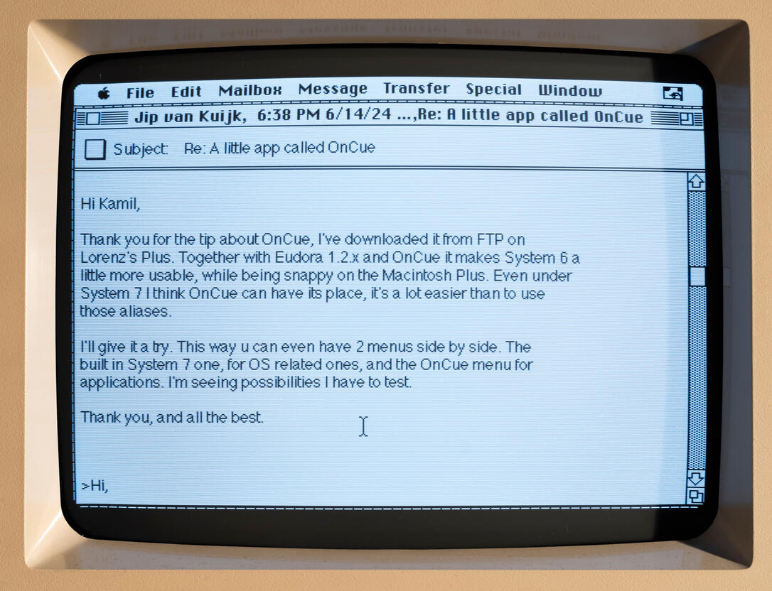 e-mail I received from Jip in June 2024